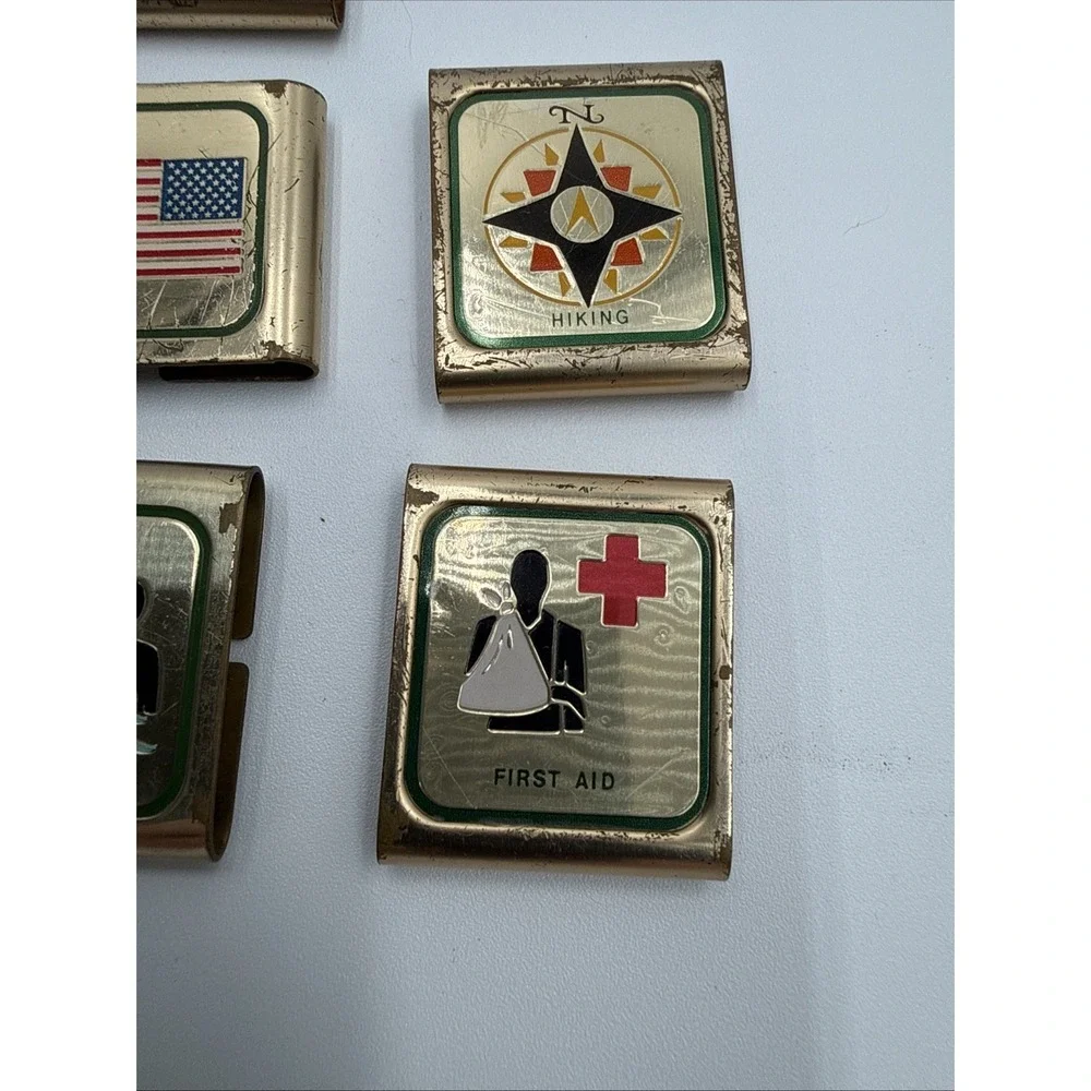 Boy Scouts BSA Cub Scout Belt Merit Badges Adventure Loop Slides Lot 8 Vintage‎